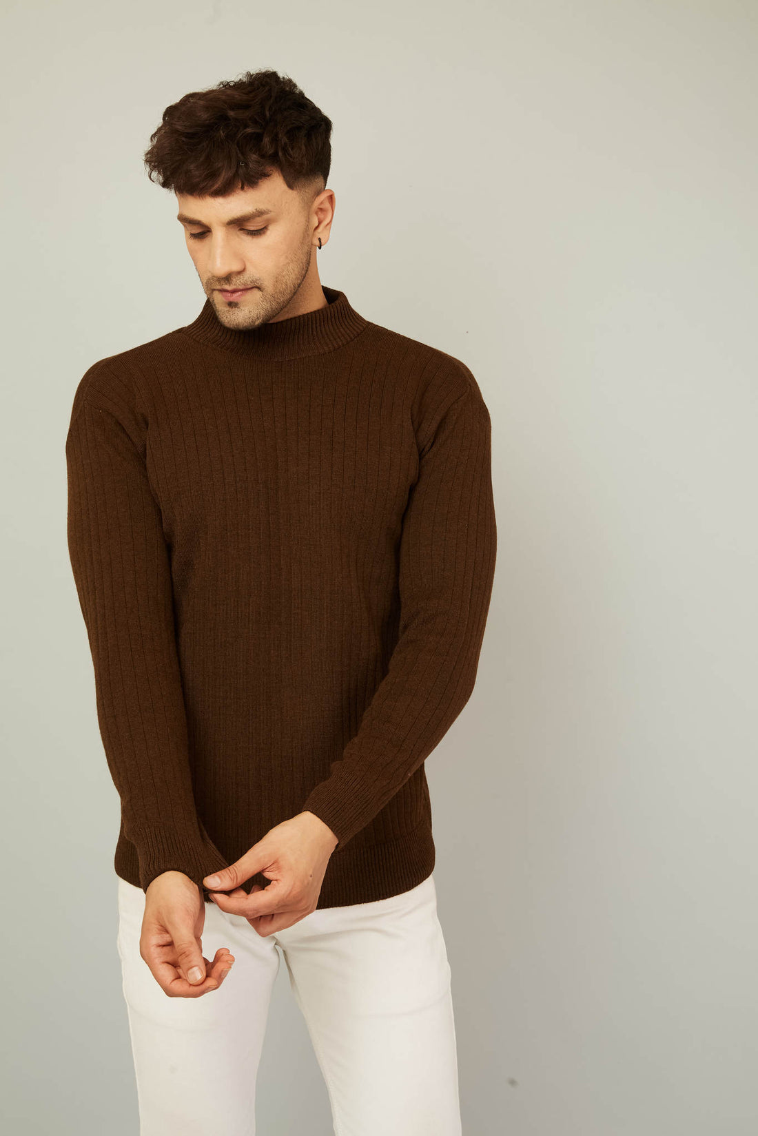 MENS HIGH NECK PLAIN SWEATER