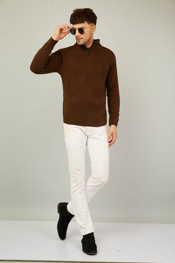 MENS HALF ZIPPER PLAIN SWEATER