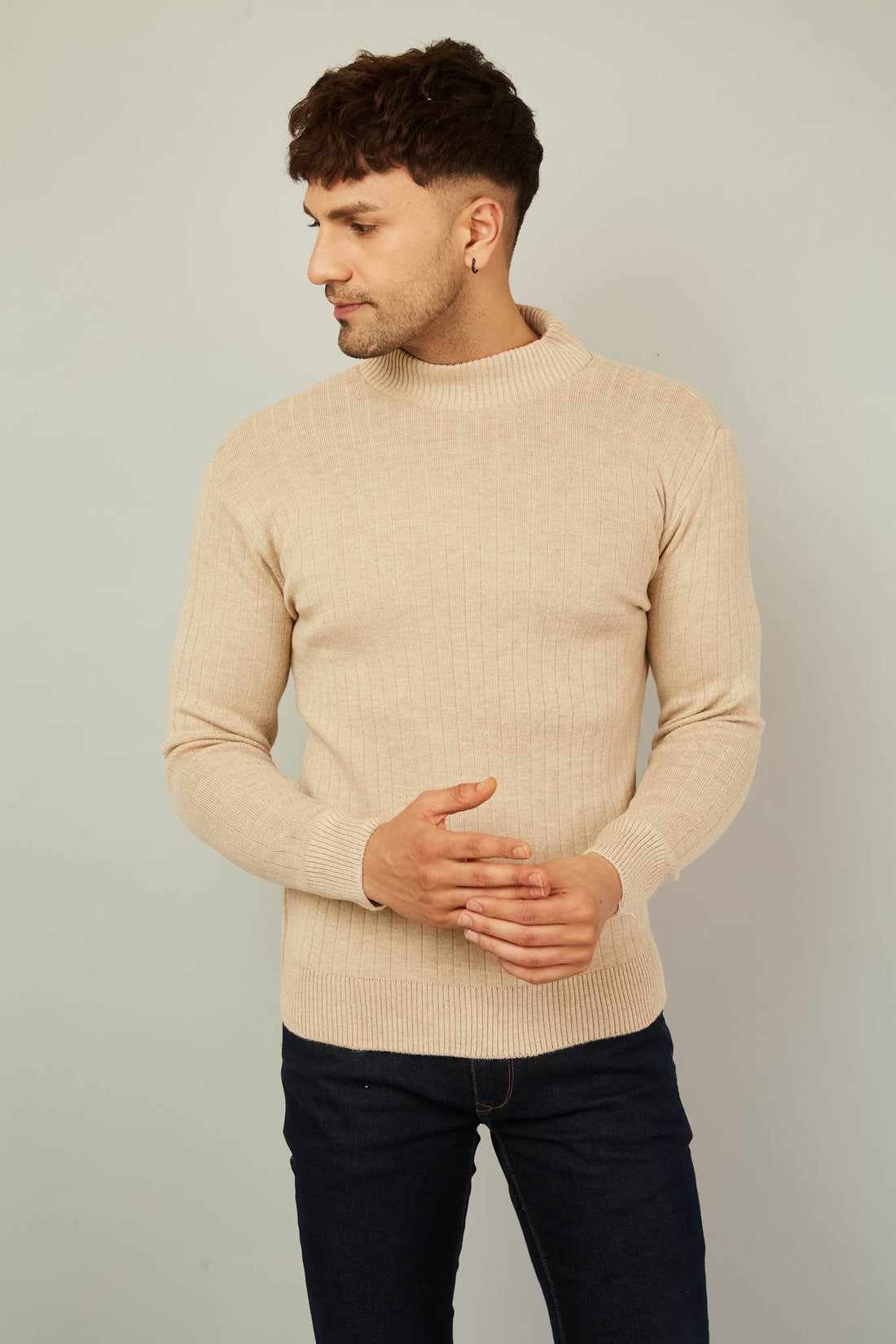 MENS HIGH NECK PLAIN SWEATER