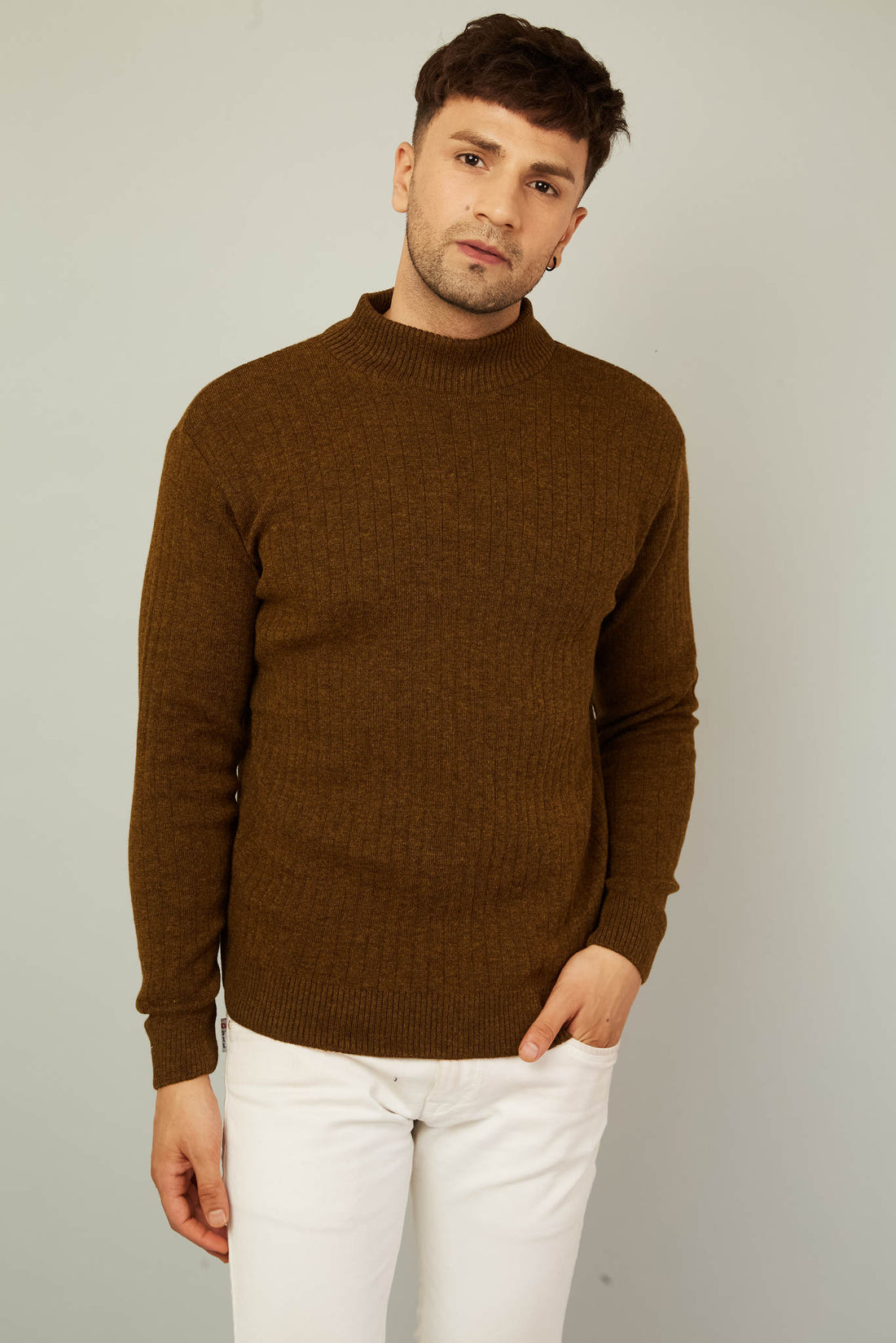 MENS HIGH NECK PLAIN SWEATER