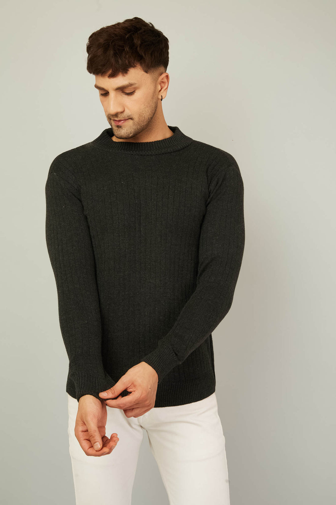 MENS HIGH NECK PLAIN SWEATER