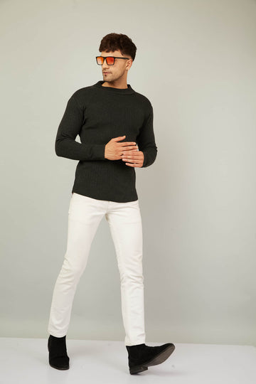 MENS HIGH NECK PLAIN SWEATER