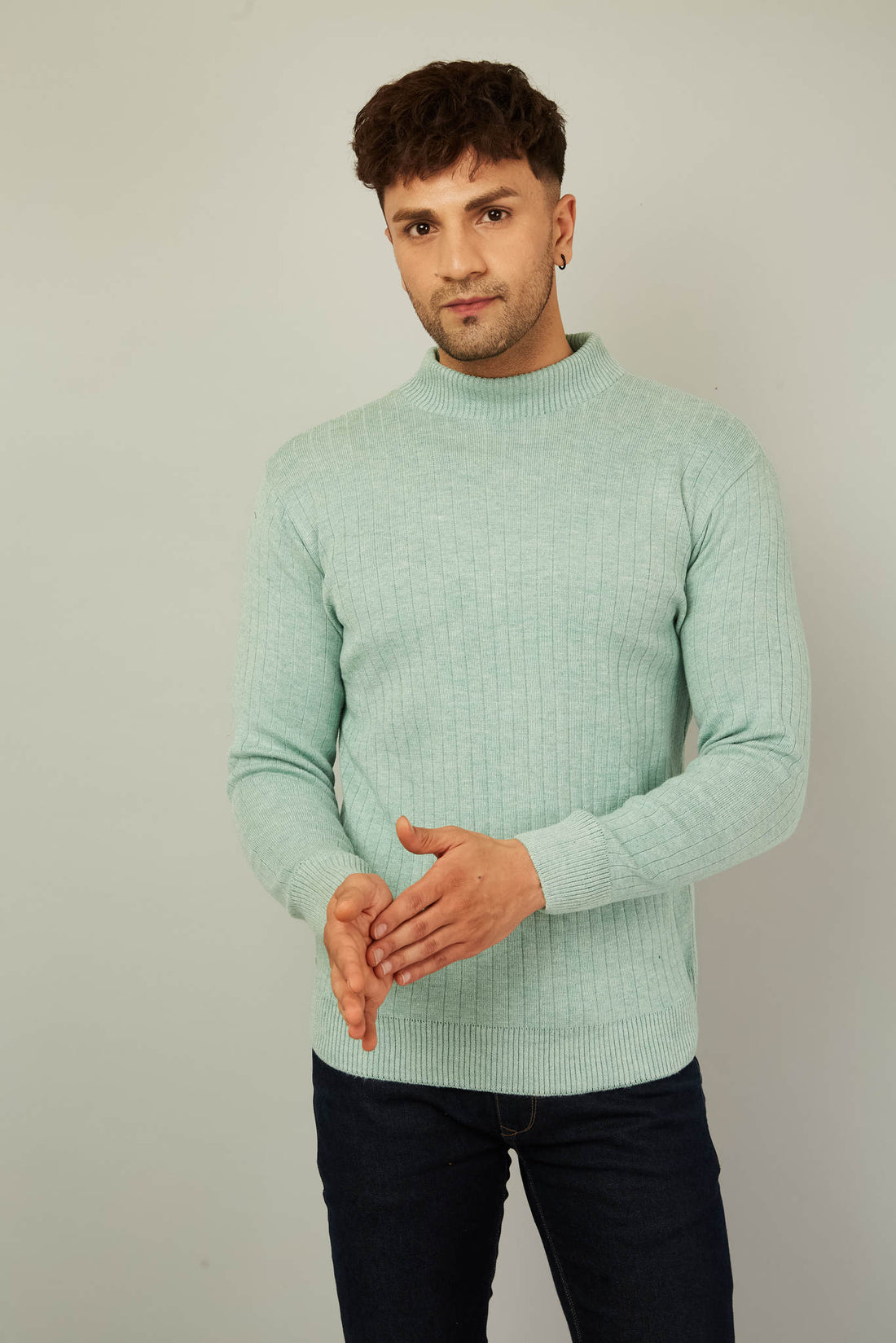 MENS HIGH NECK PLAIN SWEATER