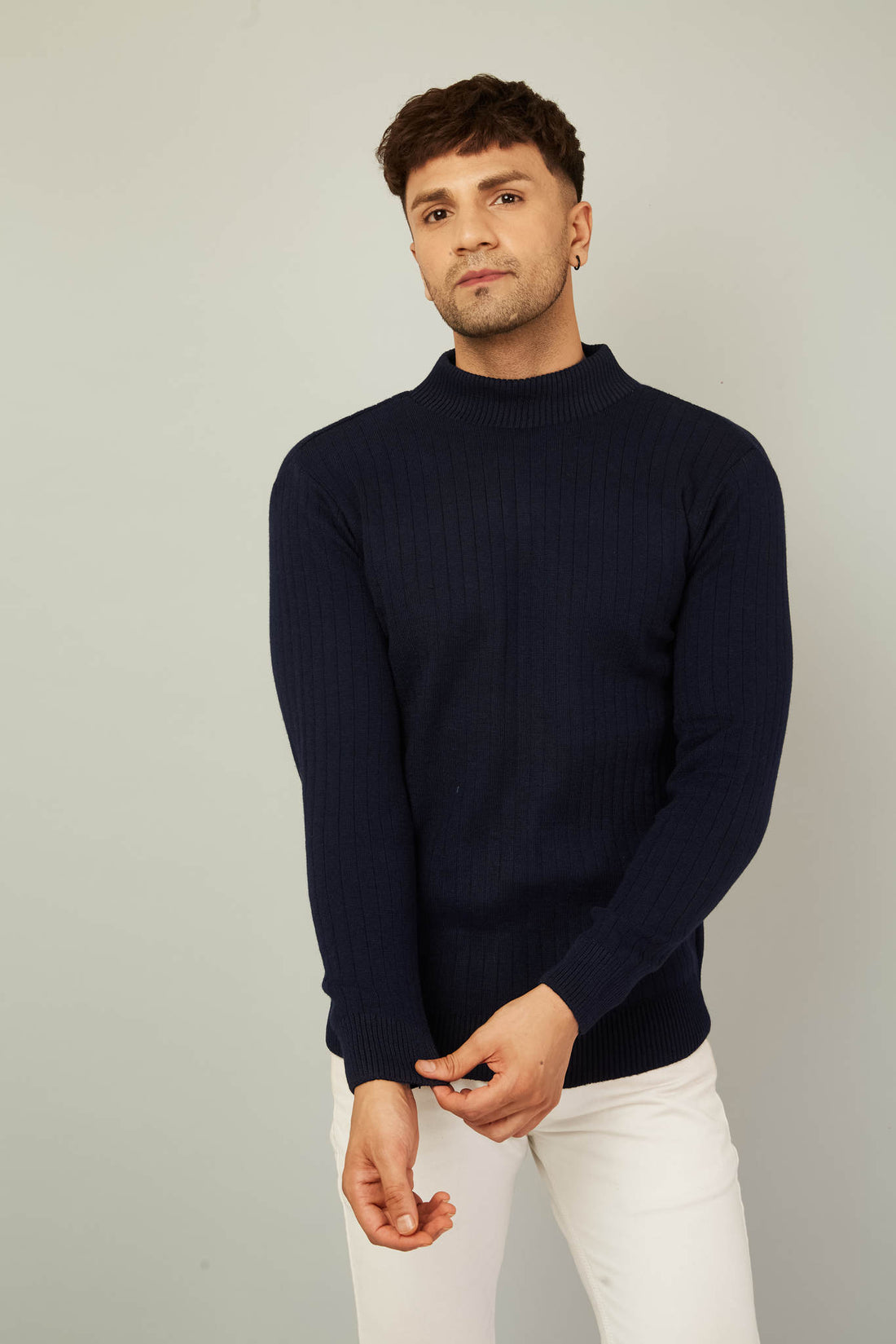 MENS HIGH NECK PLAIN SWEATER