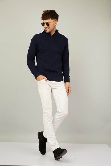 MENS HALF ZIPPER PLAIN SWEATER