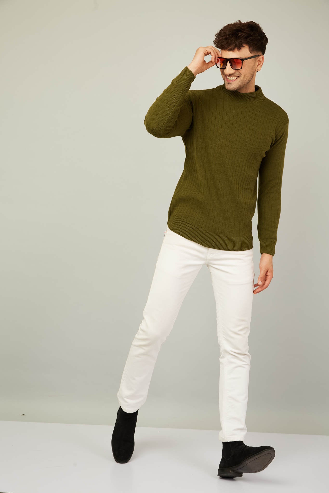 MENS HIGH NECK PLAIN SWEATER