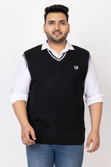 MEN V NECK SLEEVELESS DORA PLUS SIZE SWEATER